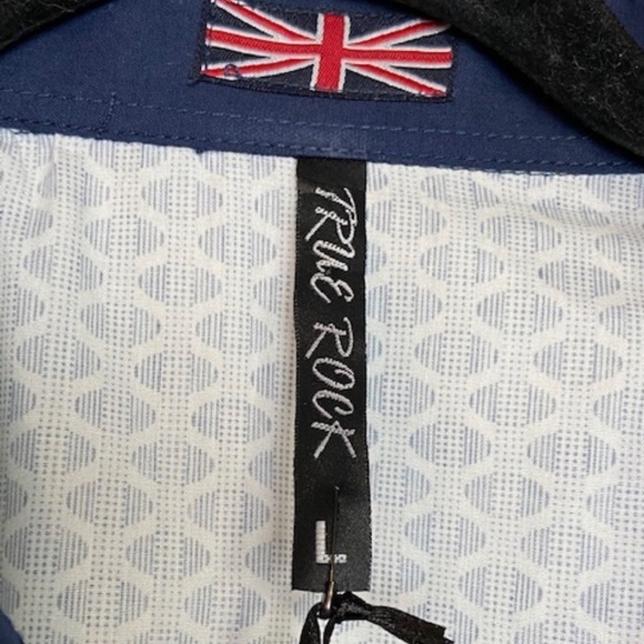 NWT TRUE ROCK Blue White Button Down Shirt Large - Picture 4 of 6